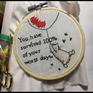 Hand embroidery art.  Affirmation